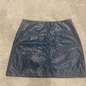 SHEIN Navy Faux Leather Mini Skirt